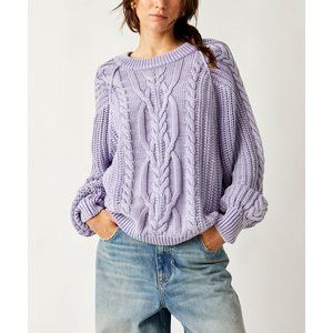 🆕 FREE PEOPLE Frankie Cable Sweater / Heavenly Lavender